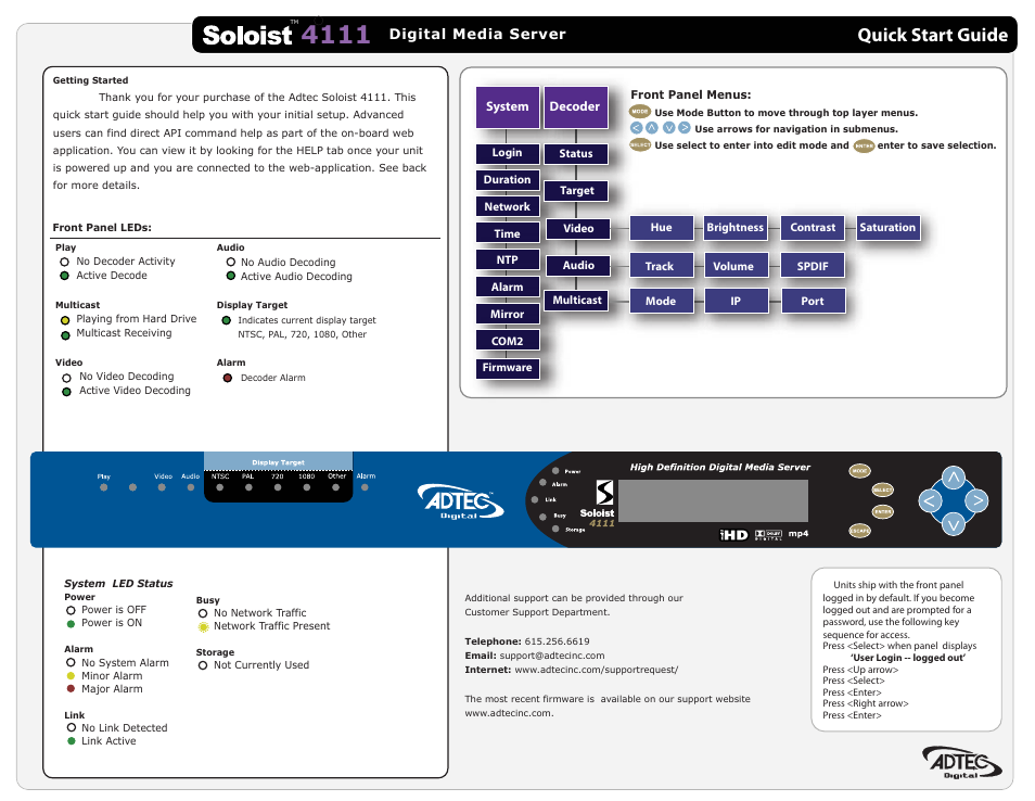 Adtec digital Soloist 4111 (version 02.07.03) User Manual | 1 page