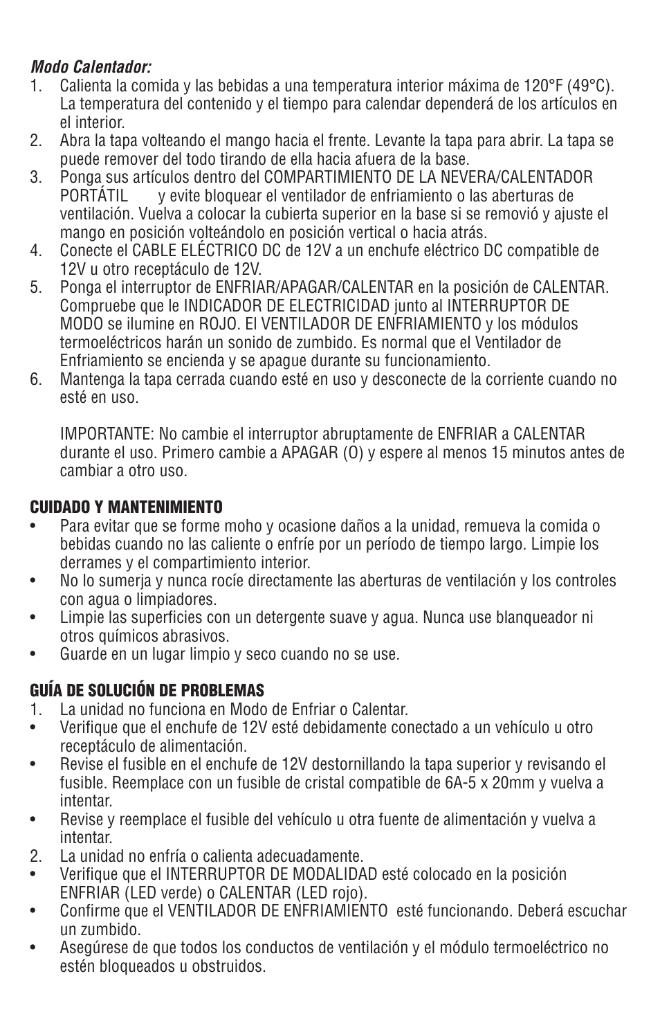 Aervoe Thermoelectric Cooler User Manual | Page 12 / 16