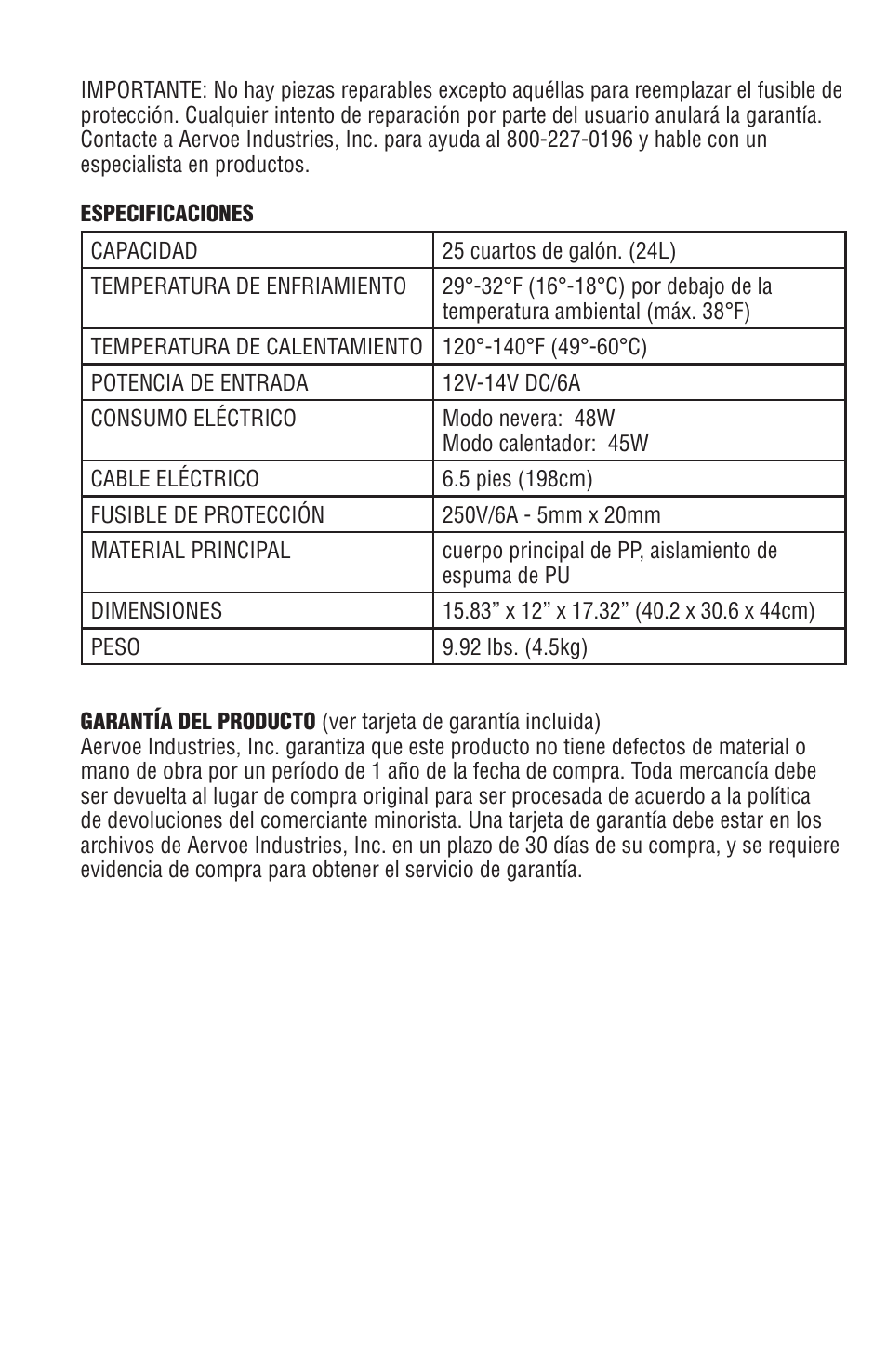 Aervoe Thermoelectric Cooler User Manual | Page 13 / 16