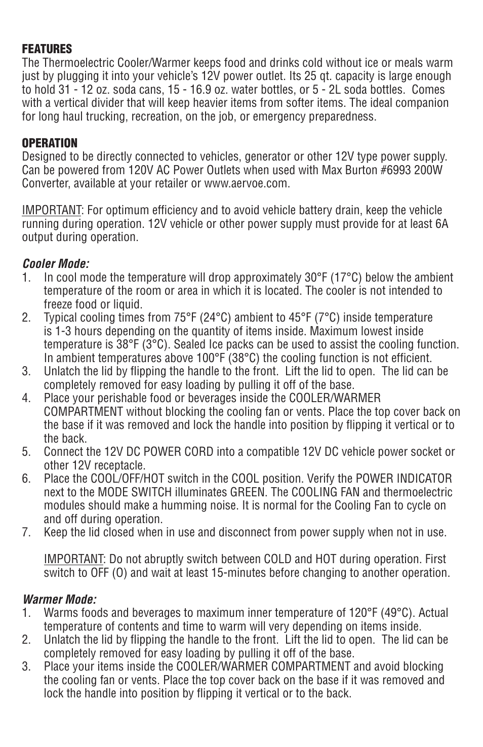 Aervoe Thermoelectric Cooler User Manual | Page 3 / 16