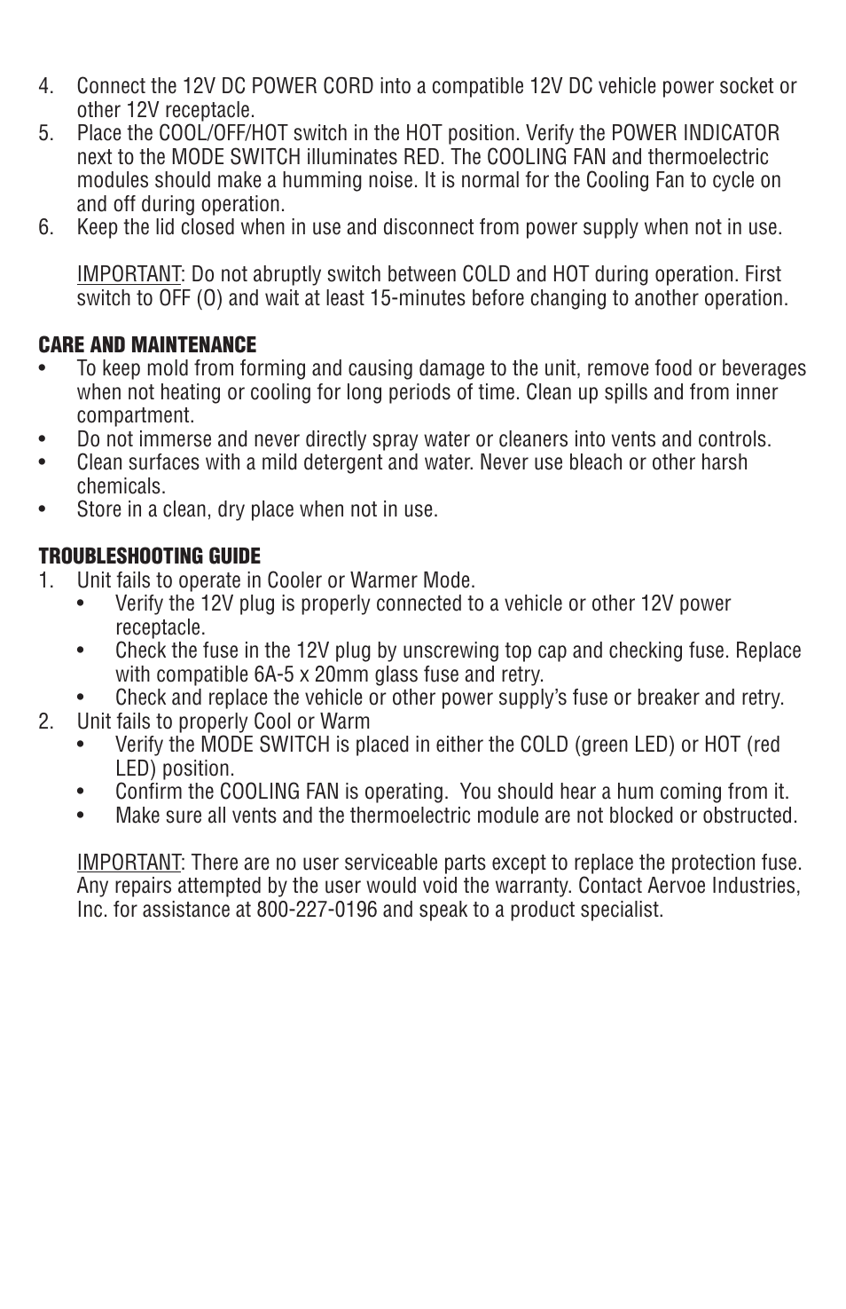 Aervoe Thermoelectric Cooler User Manual | Page 4 / 16