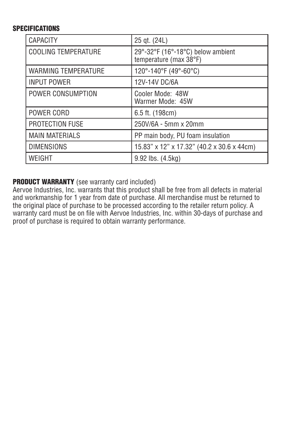 Aervoe Thermoelectric Cooler User Manual | Page 5 / 16