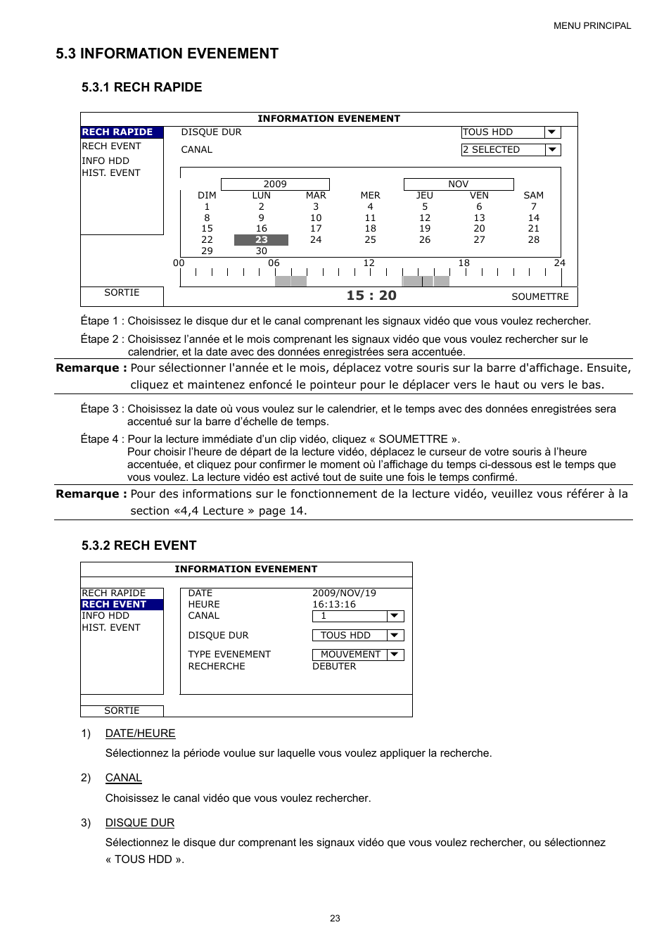 3 information evenement, 1 rech rapide, 2 rech event | AGI Security SYS-16A901 User Manual User Manual | Page 111 / 459