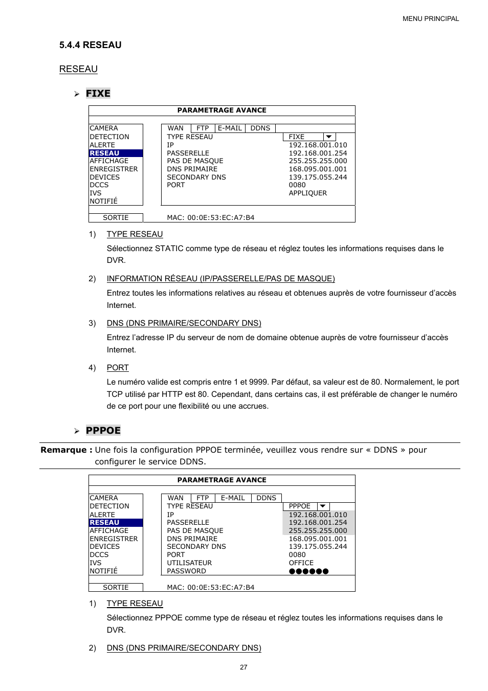 4 reseau reseau, Po o e e | AGI Security SYS-16A901 User Manual User Manual | Page 115 / 459