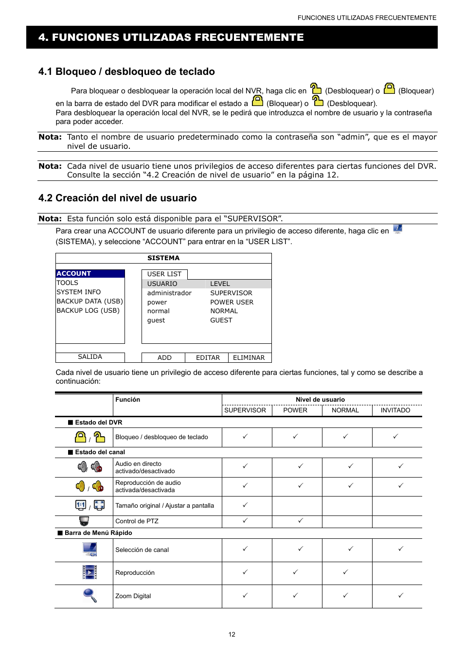 2 creación del nivel de usuario | AGI Security SYS-16A901 User Manual User Manual | Page 175 / 459
