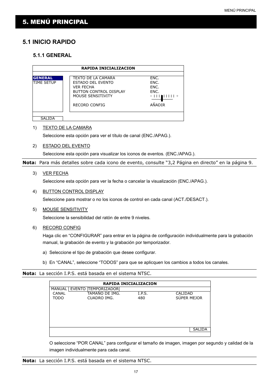 Menú principal 5.1 inicio rapido, 1 general | AGI Security SYS-16A901 User Manual User Manual | Page 180 / 459