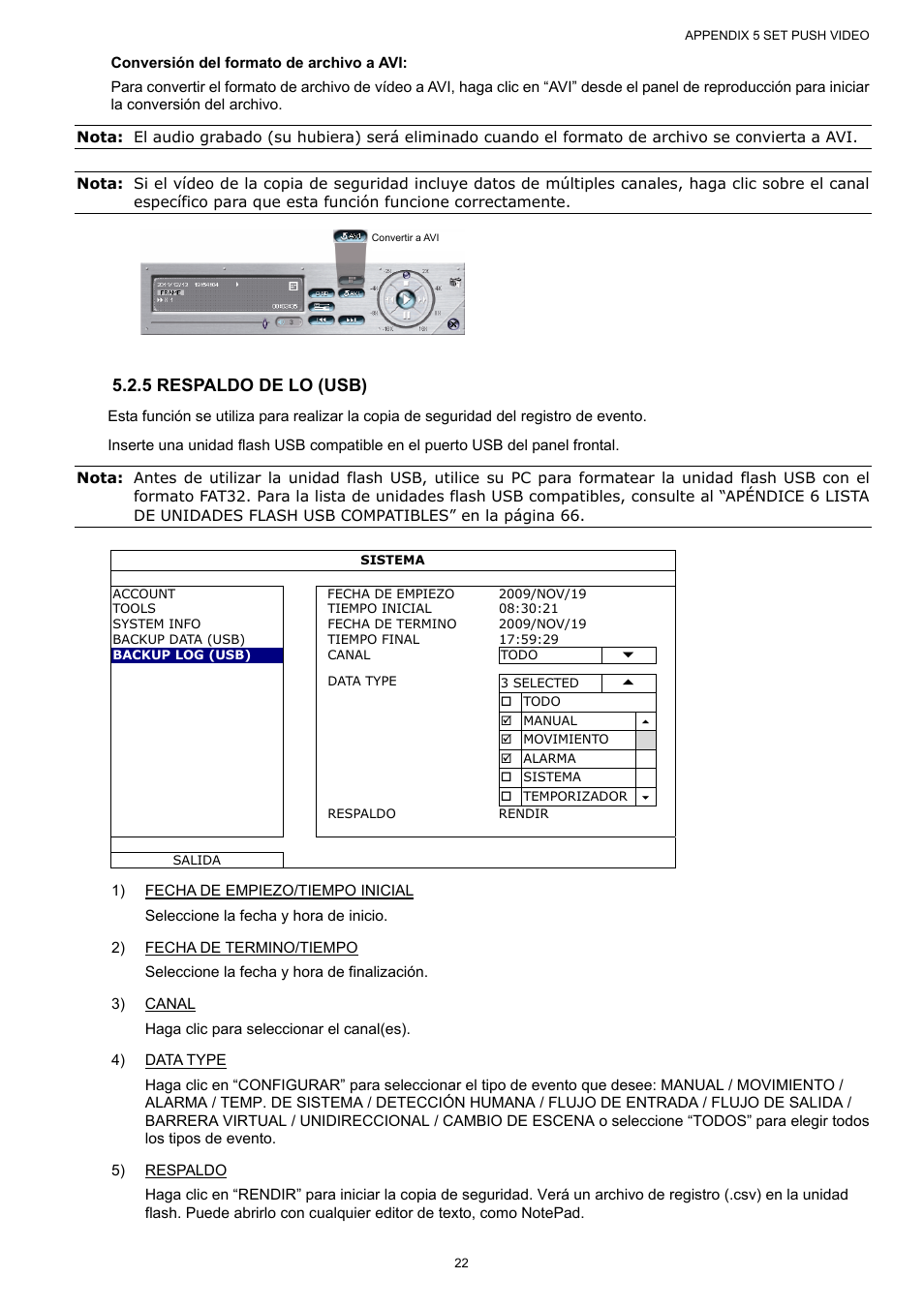 5 respaldo de lo (usb) | AGI Security SYS-16A901 User Manual User Manual | Page 185 / 459
