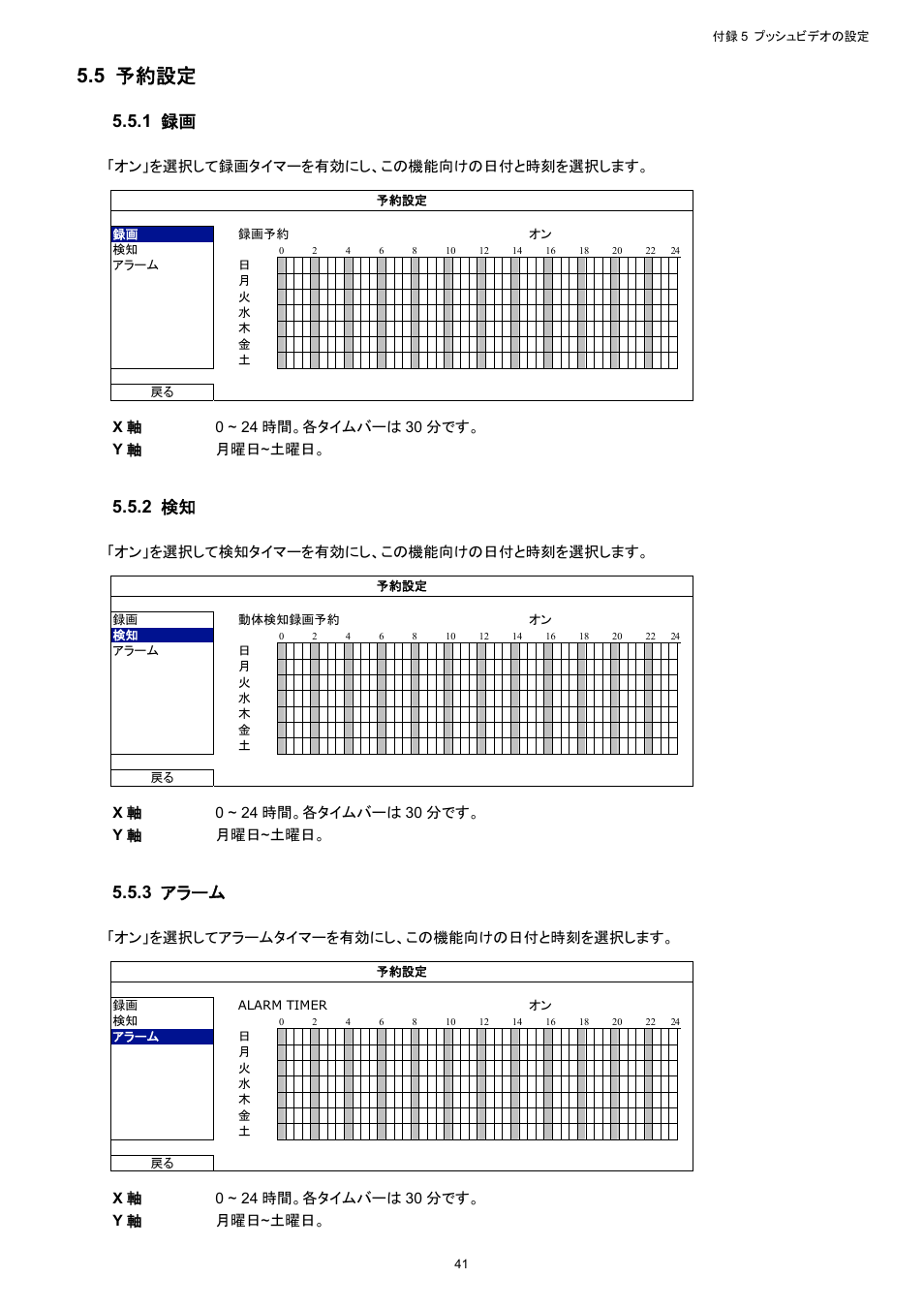 5 予約設定, 1 録画, 2 検知 | 3 アラーム | AGI Security SYS-16A901 User Manual User Manual | Page 279 / 459
