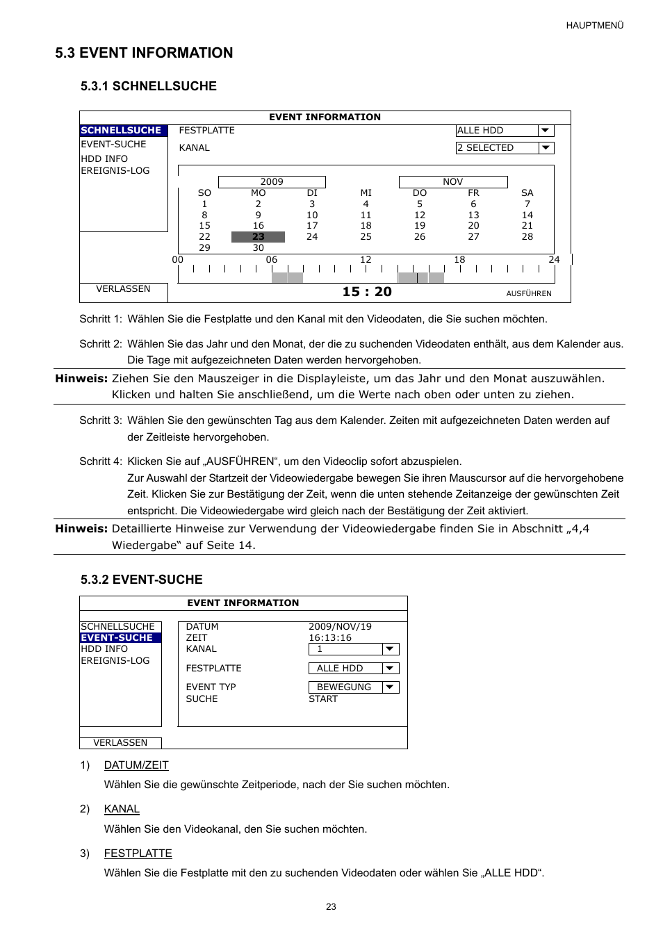 3 event information, 1 schnellsuche, 2 event-suche | AGI Security SYS-16A901 User Manual User Manual | Page 336 / 459