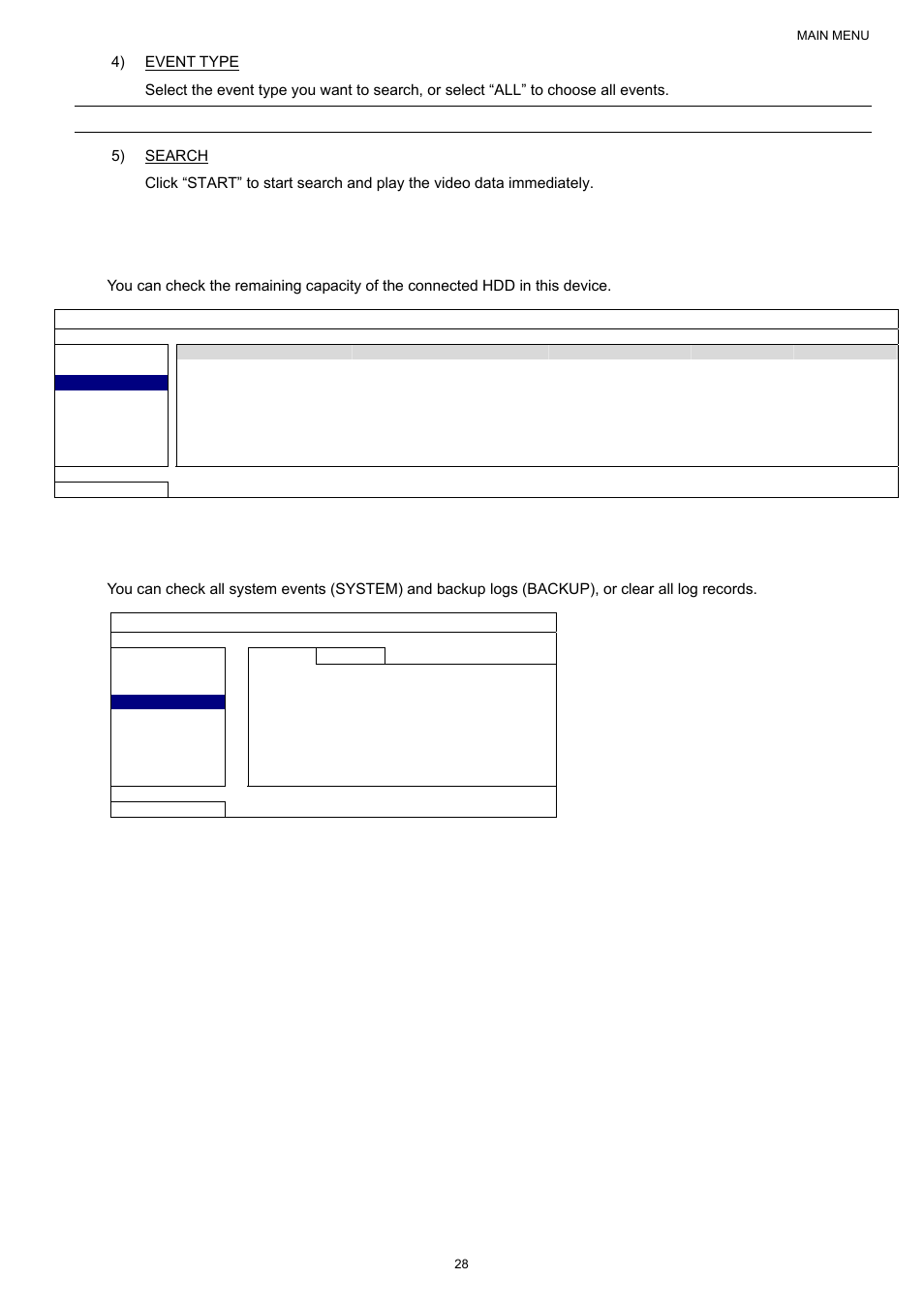 3 hdd info, 4 event log | AGI Security SYS-16A901 User Manual User Manual | Page 34 / 459