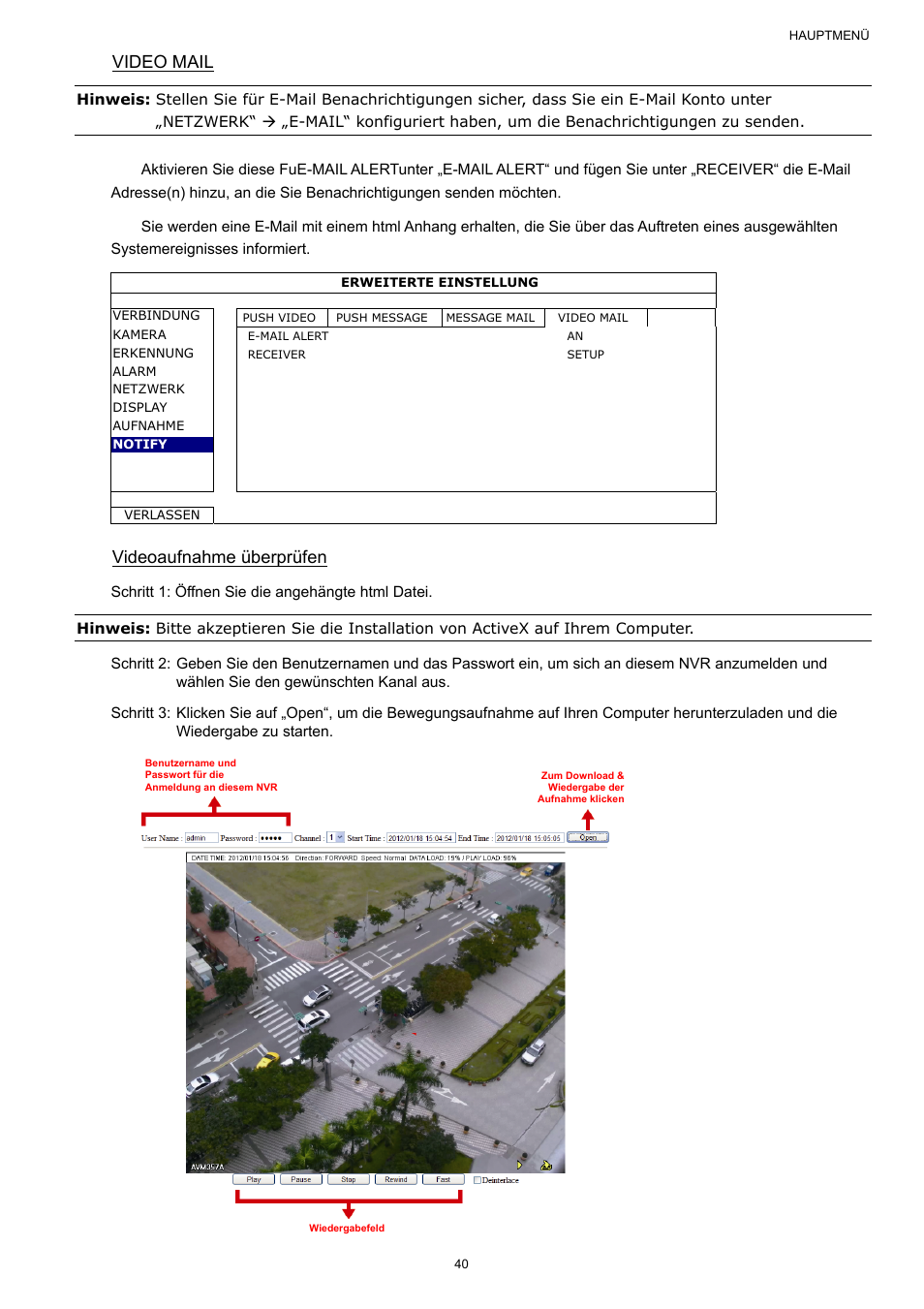 Video mail, Videoaufnahme überprüfen | AGI Security SYS-16A901 User Manual User Manual | Page 353 / 459