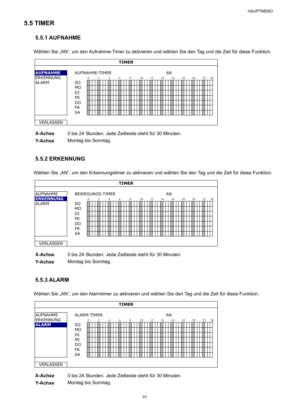 5 timer, 1 aufnahme, 2 erkennung | 3 alarm | AGI Security SYS-16A901 User Manual User Manual | Page 354 / 459