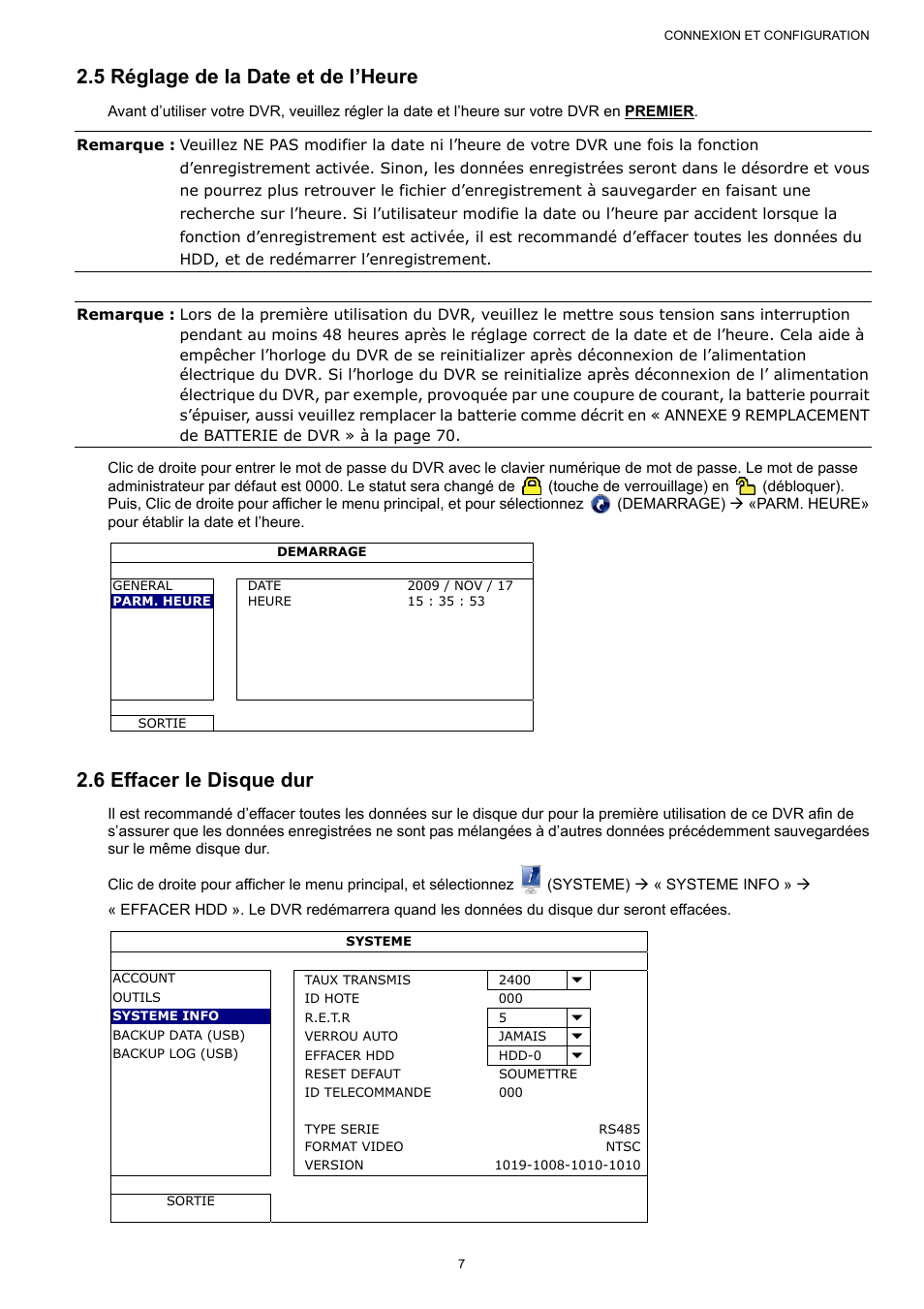 5 réglage de la date et de l’heure, 6 effacer le disque dur | AGI Security SYS-16A901 User Manual User Manual | Page 95 / 459