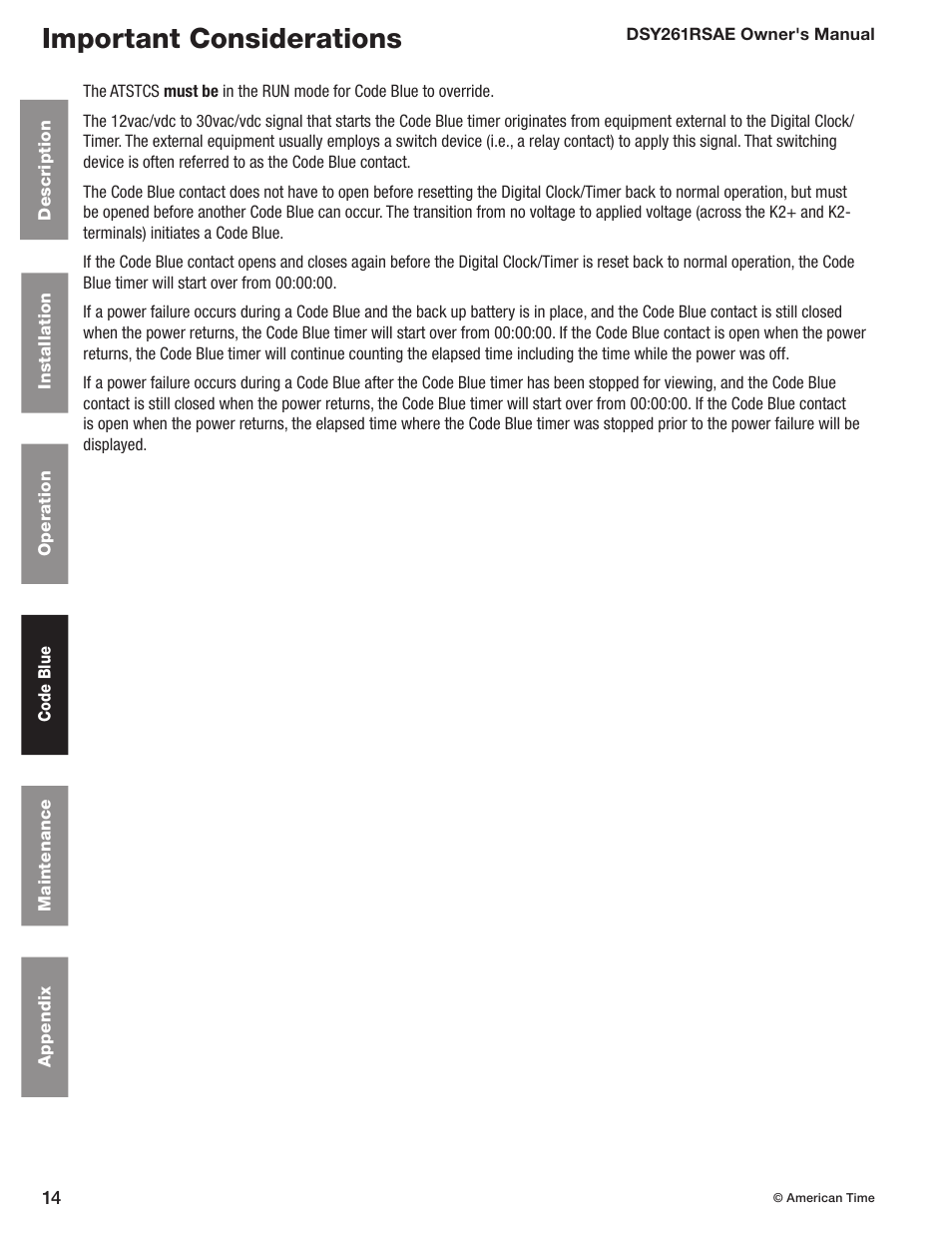 Important considerations | American Time DSY261RSAE User Manual | Page 14 / 19