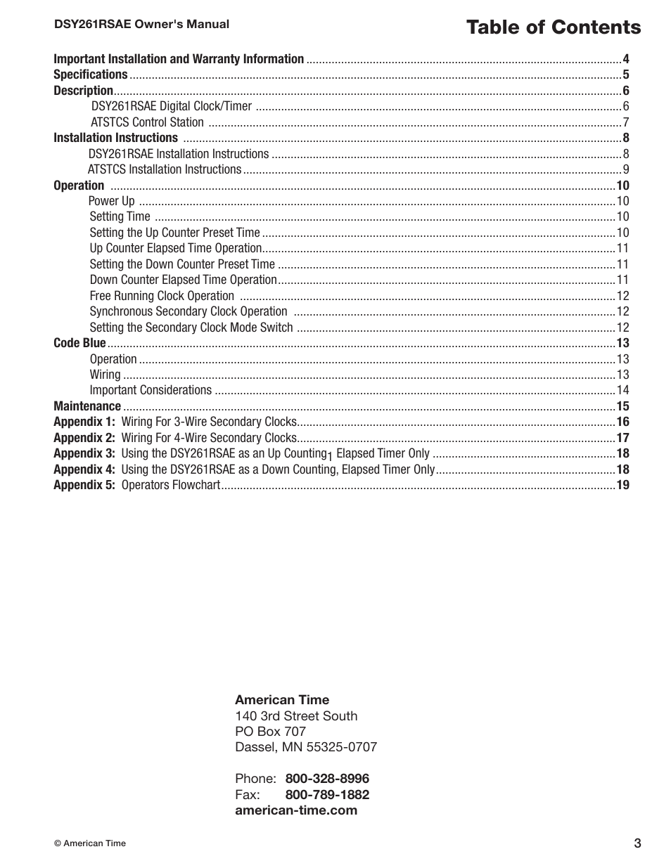 American Time DSY261RSAE User Manual | Page 3 / 19