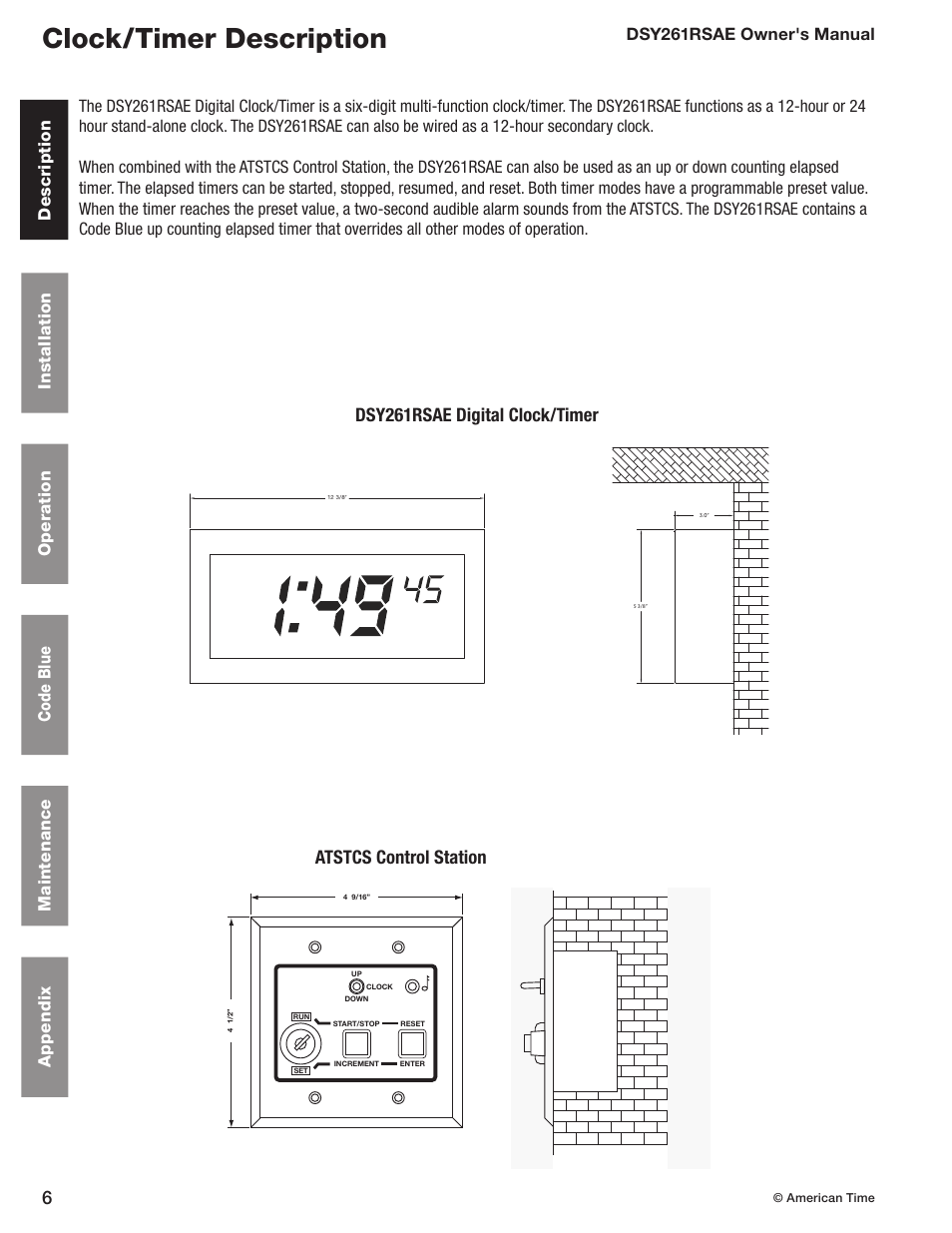 Clock/timer description | American Time DSY261RSAE User Manual | Page 6 / 19