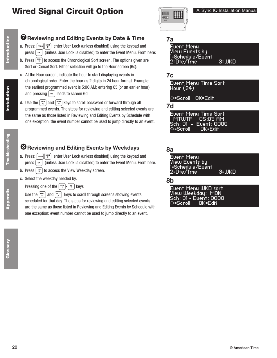 Wired signal circuit option | American Time AllSync IQ User Manual | Page 20 / 57