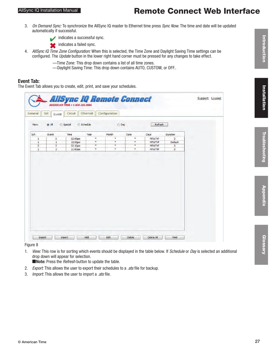 Remote connect web interface | American Time AllSync IQ User Manual | Page 27 / 57