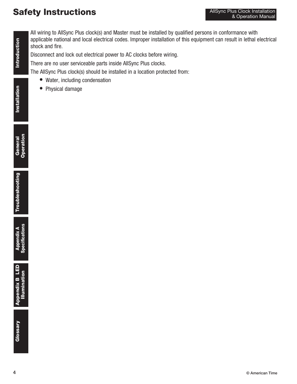 Safety instructions | American Time AllSync Plus User Manual | Page 4 / 34