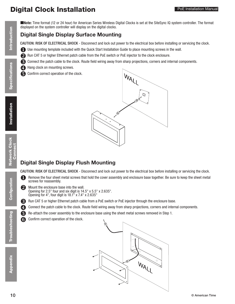 Digital clock installation | American Time PoE User Manual | Page 10 / 34