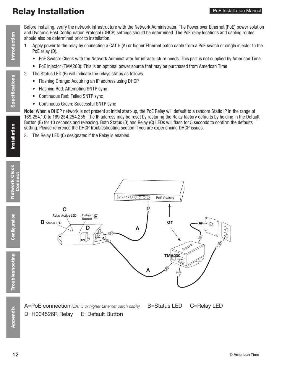 Relay installation | American Time PoE User Manual | Page 12 / 34