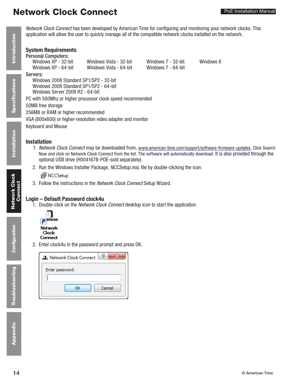 Network clock connect | American Time PoE User Manual | Page 14 / 34