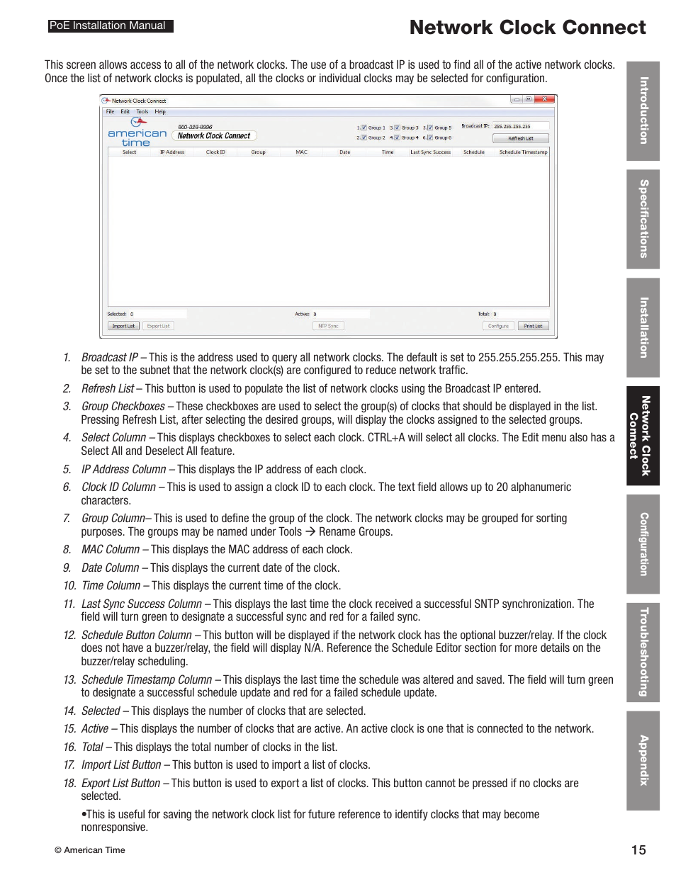 Network clock connect | American Time PoE User Manual | Page 15 / 34