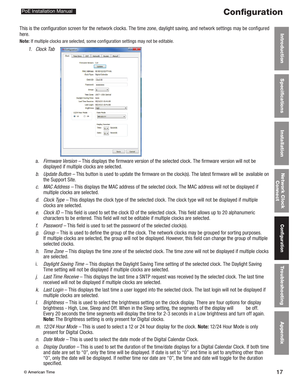Configuration | American Time PoE User Manual | Page 17 / 34