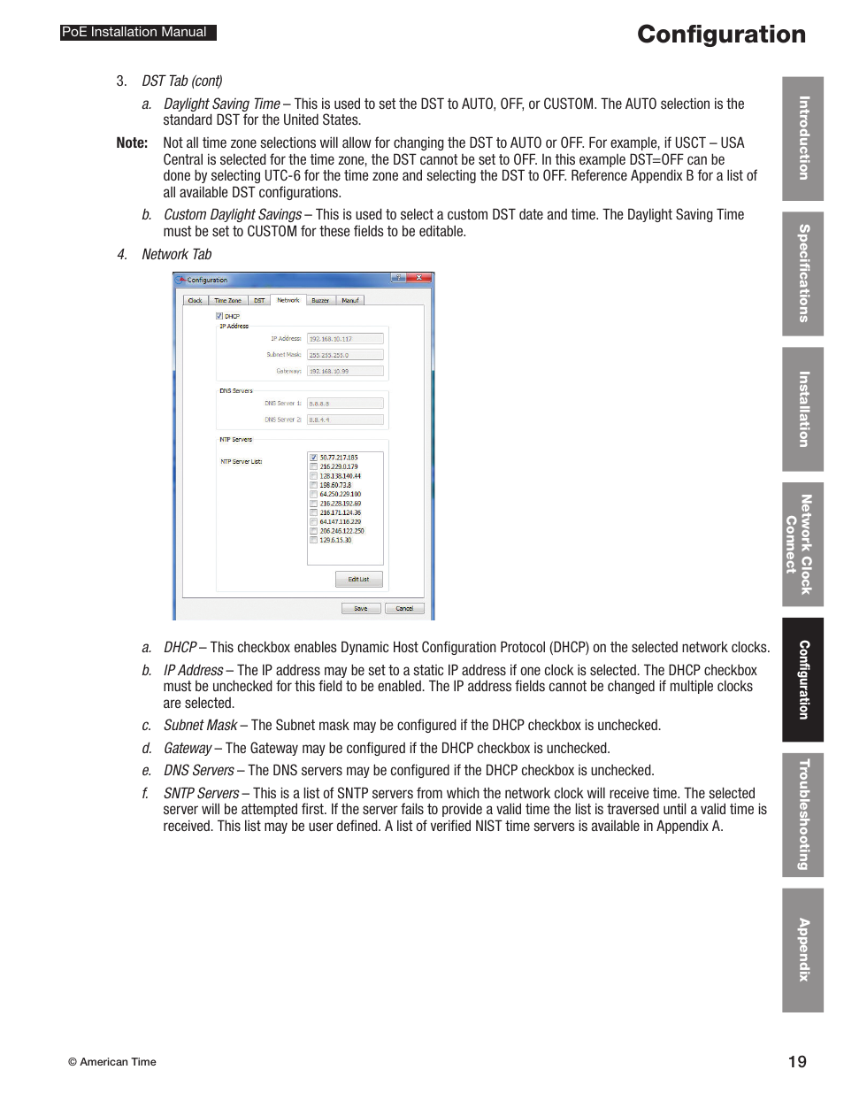 Configuration | American Time PoE User Manual | Page 19 / 34