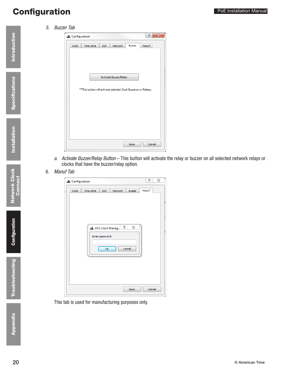 Configuration | American Time PoE User Manual | Page 20 / 34