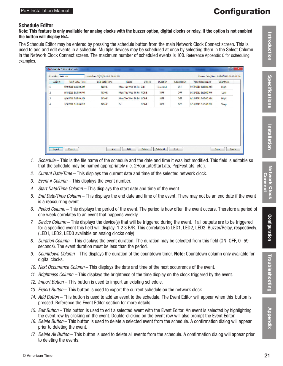 Configuration | American Time PoE User Manual | Page 21 / 34