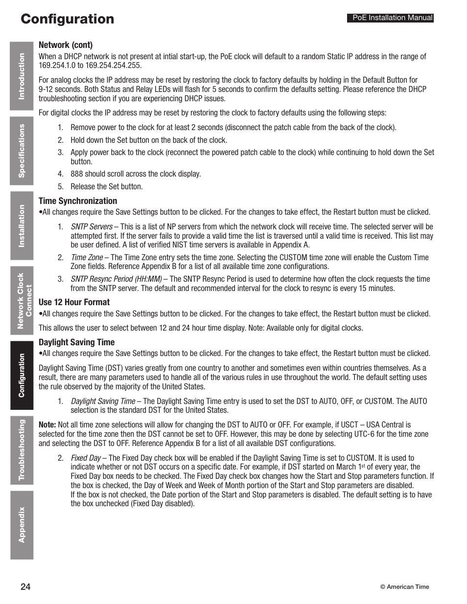 Configuration | American Time PoE User Manual | Page 24 / 34