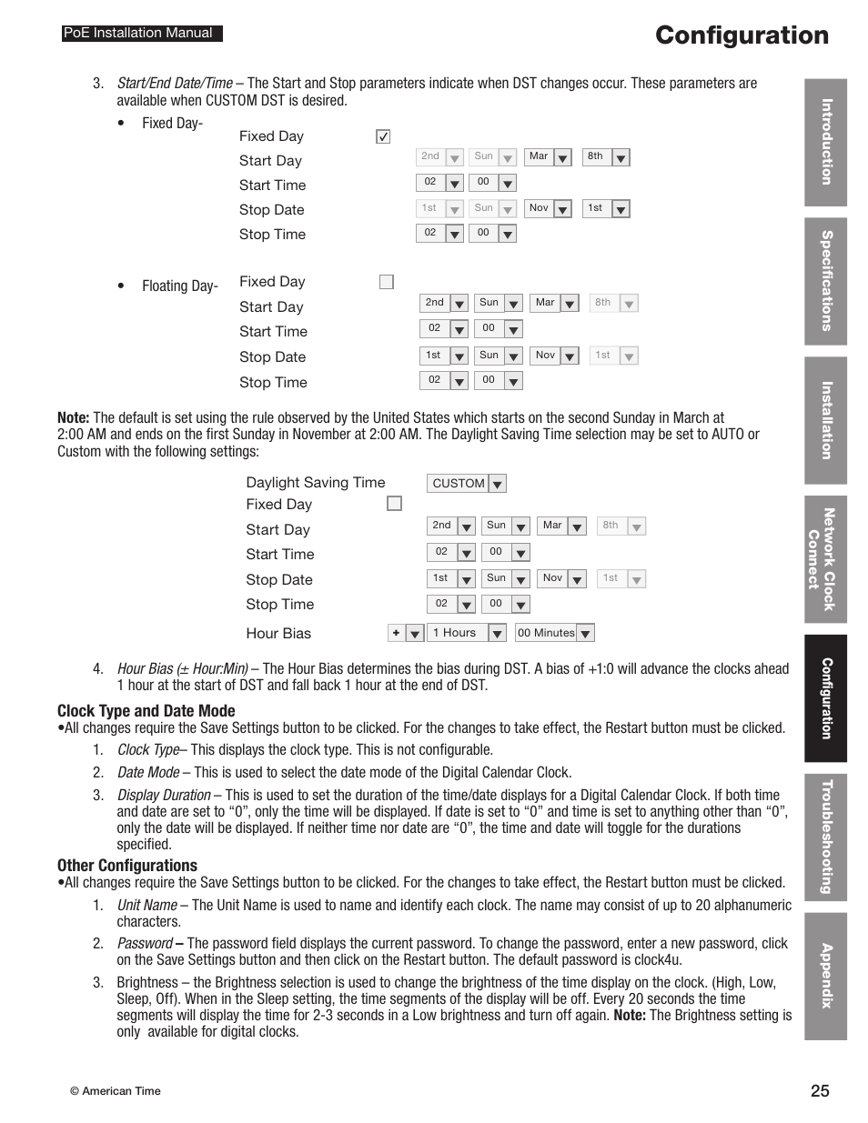 Configuration | American Time PoE User Manual | Page 25 / 34