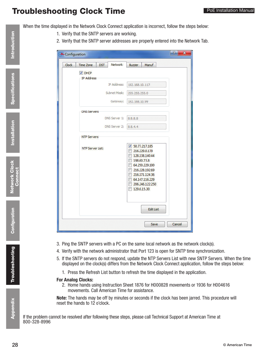 Troubleshooting clock time | American Time PoE User Manual | Page 28 / 34