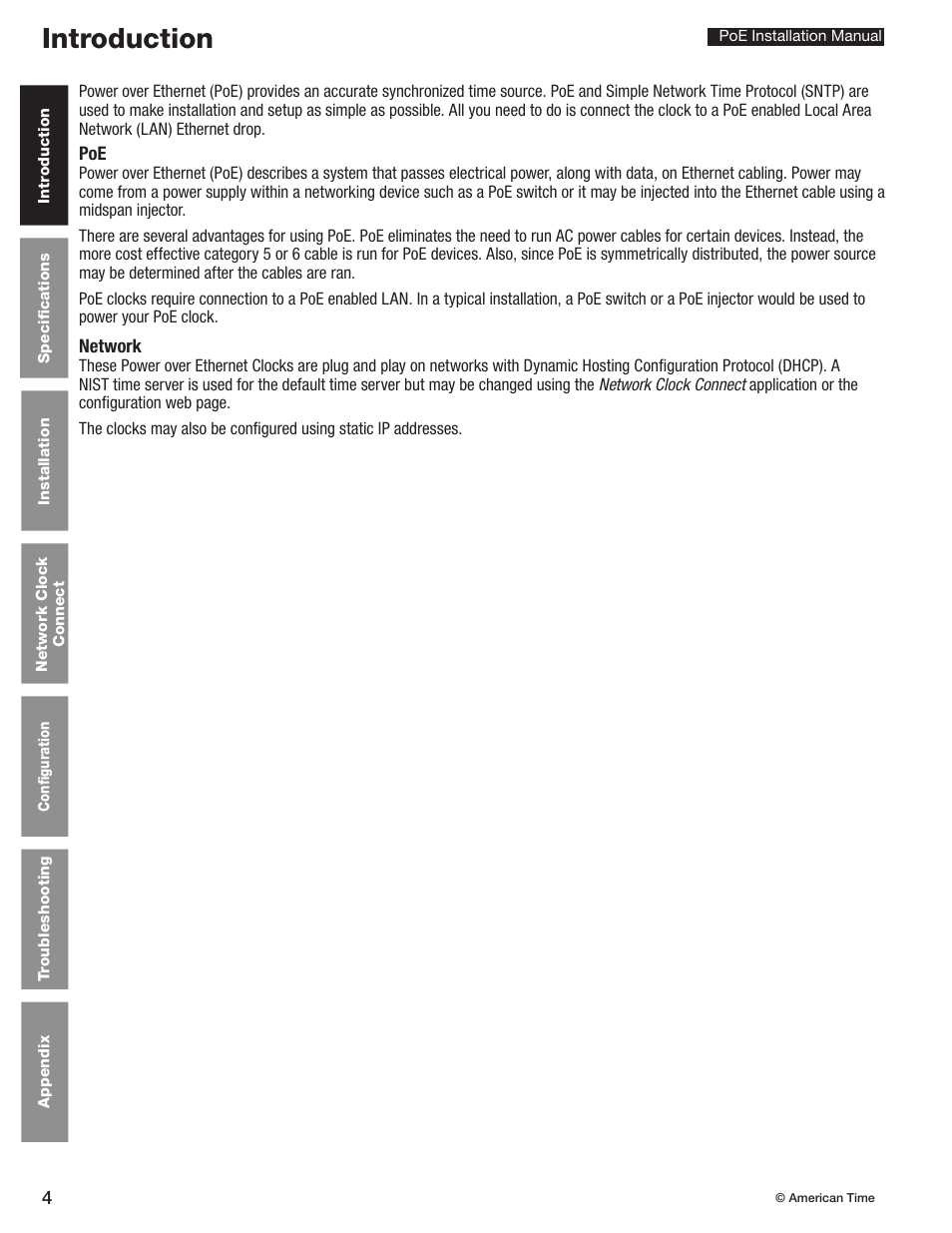 Introduction | American Time PoE User Manual | Page 4 / 34