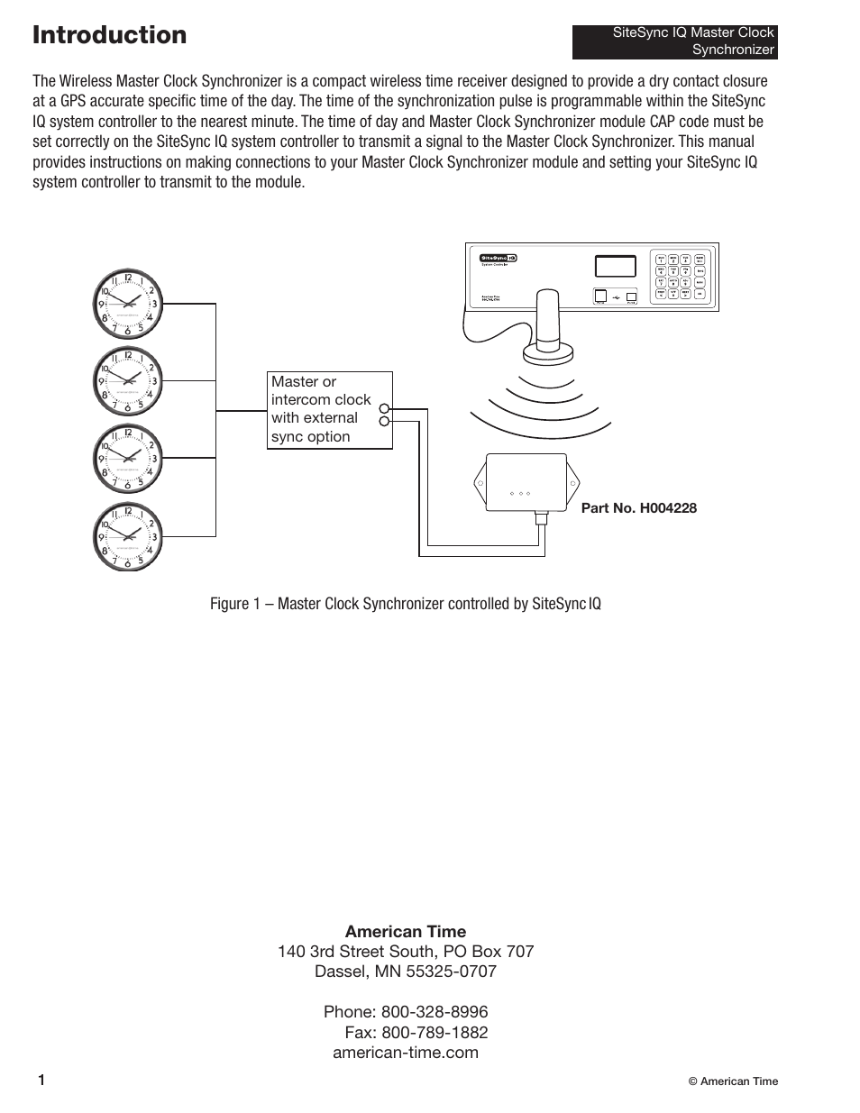 Introduction | American Time H004228 Master Clock Synchronizer User Manual | Page 2 / 4