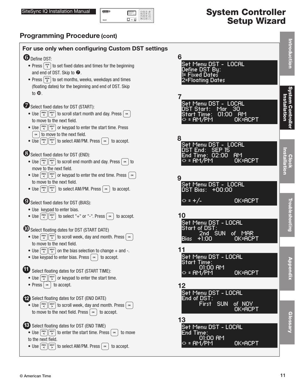 System controller setup wizard, Programming procedure | American Time SiteSync IQ User Manual | Page 11 / 81