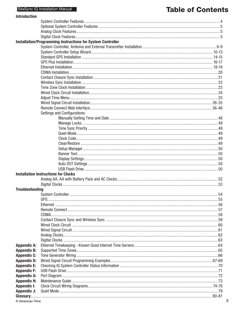 American Time SiteSync IQ User Manual | Page 3 / 81