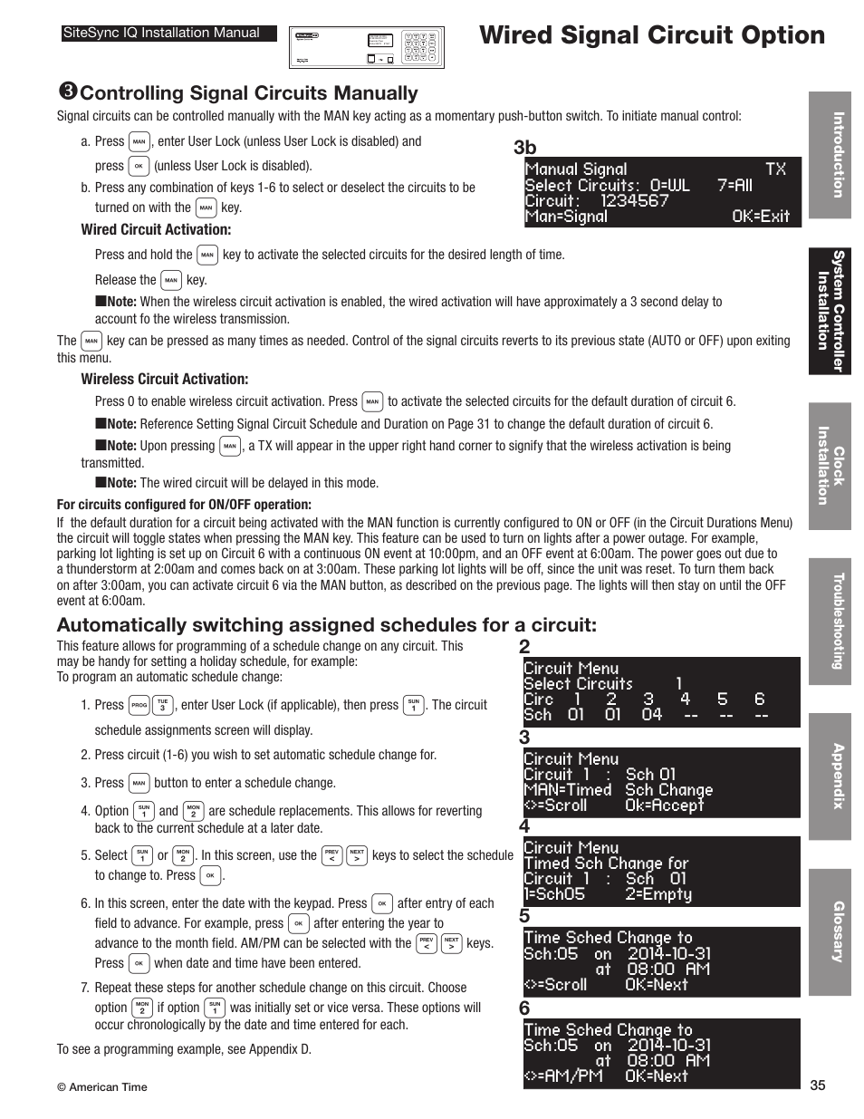 Wired signal circuit option, Controlling signal circuits manually | American Time SiteSync IQ User Manual | Page 35 / 81