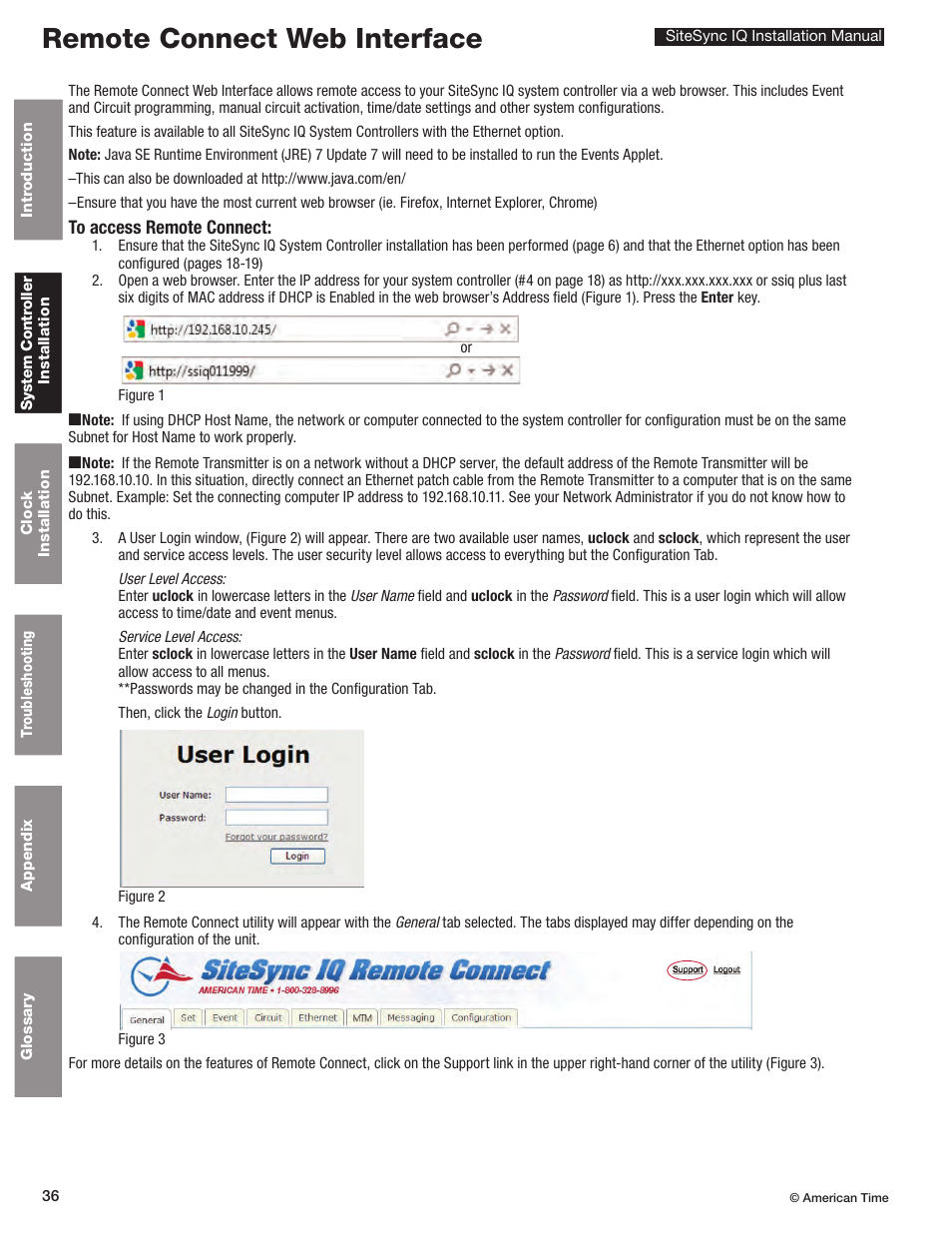 Remote connect web interface | American Time SiteSync IQ User Manual | Page 36 / 81