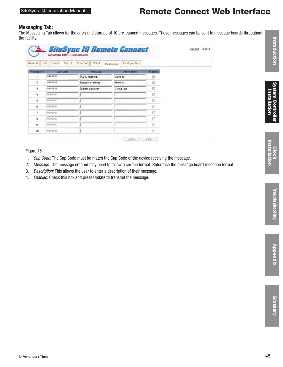 Remote connect web interface | American Time SiteSync IQ User Manual | Page 45 / 81