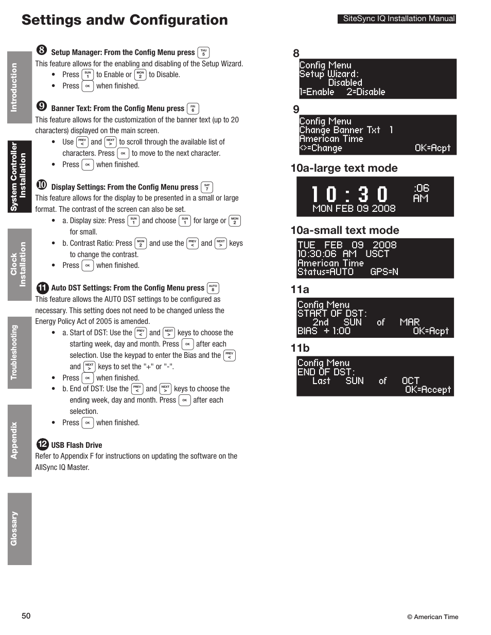 Settings andw configuration | American Time SiteSync IQ User Manual | Page 50 / 81