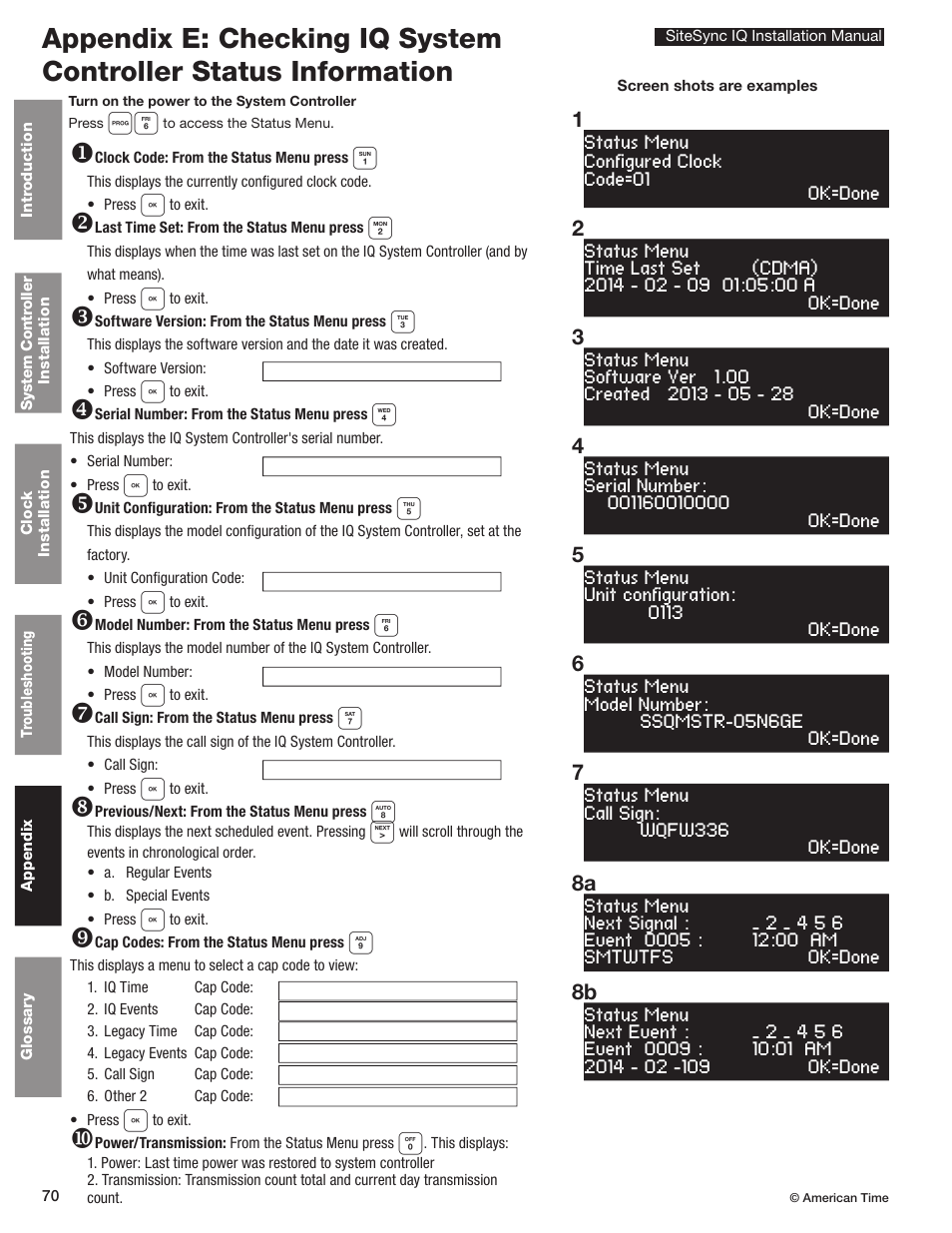 8a 8b | American Time SiteSync IQ User Manual | Page 70 / 81