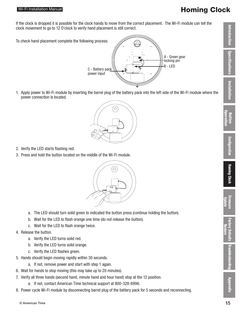 Homing clock | American Time Wi-Fi Clocks User Manual | Page 15 / 23