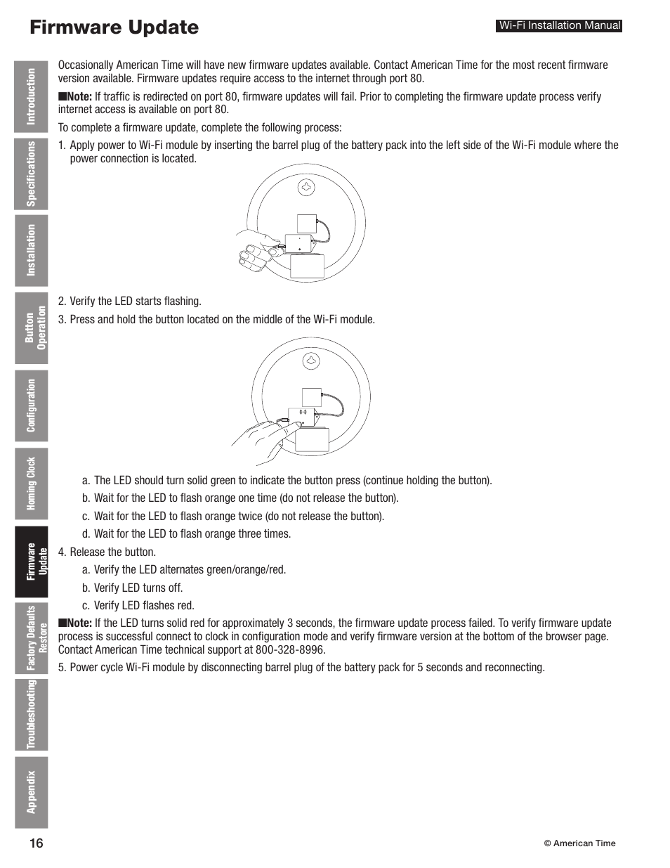 Firmware update | American Time Wi-Fi Clocks User Manual | Page 16 / 23