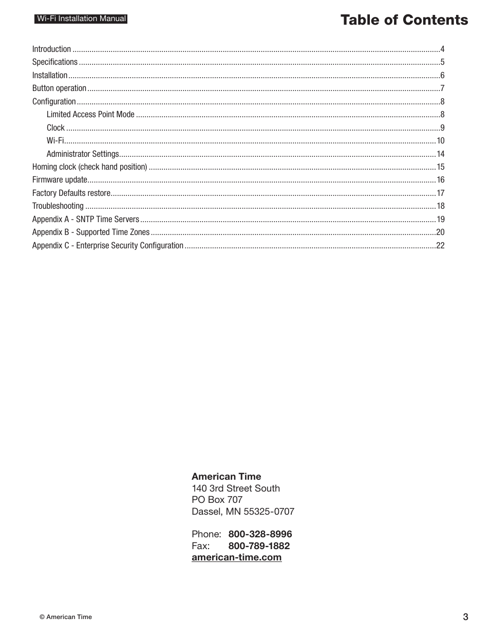 American Time Wi-Fi Clocks User Manual | Page 3 / 23