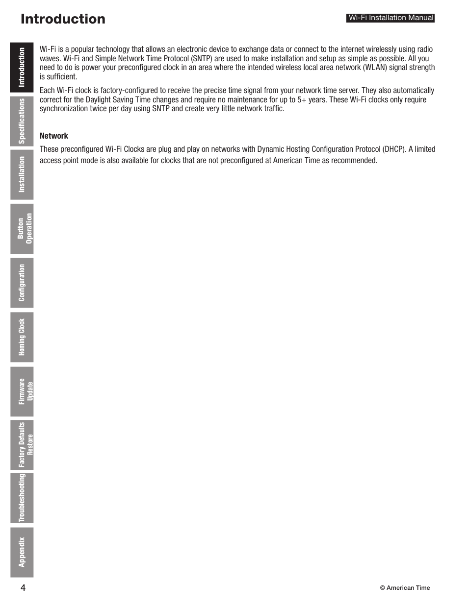 Introduction | American Time Wi-Fi Clocks User Manual | Page 4 / 23