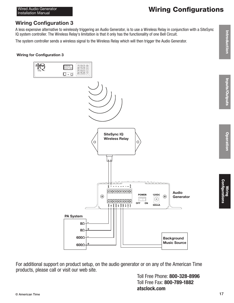 Wiring configurations, Wiring configuration 3 | American Time Wired Audio Generator User Manual | Page 17 / 17