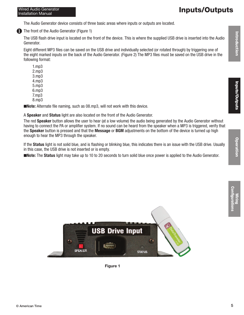 Inputs/outputs | American Time Wired Audio Generator User Manual | Page 5 / 17