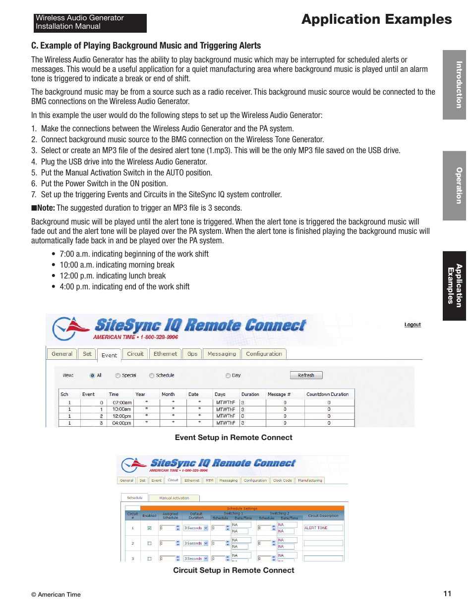 Application examples | American Time Wireless Audio Generator User Manual | Page 11 / 12